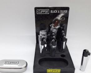 Clipper Metal Çakmak Siyah Gümüş