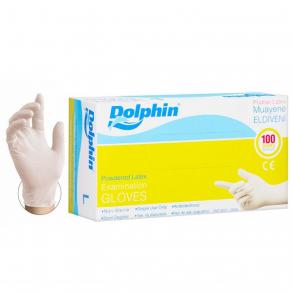 Dolphin Beyaz Lateks Eldiven Pudralı 100lü Paket