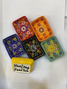 Seramik Köşeli Tabak Dantel Desen (10cm)
