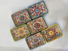 Seramik Köşeli Tabak Ege Desen (10cm)