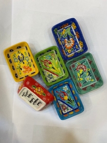 Seramik Köşeli Tabak Kabartma Desen (10cm)