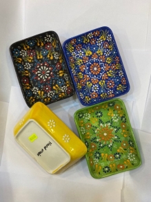 Seramik Köşeli Tabak Dantel Desen (16cm)
