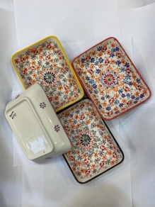 Seramik Köşeli Tabak Ege Desen (19cm)