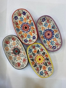 Seramik Kayık Tabak Ege Desen (15cm)