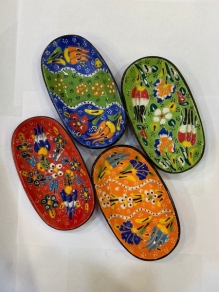 Seramik Kayık Tabak Kabartma Desen (15cm)