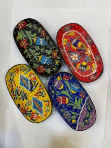 Seramik Kayık Tabak Kabartma Desen (18cm)