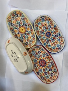 Seramik Kayık Tabak Ege Desen (21cm)