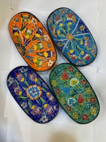 Seramik Kayık Tabak Kabartma Desen (21cm)