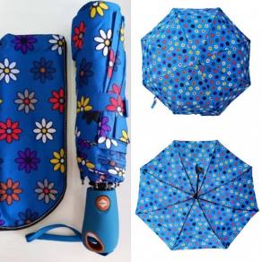 Tam Otomatik Fiber Şemsiye Mavi Çiçekli